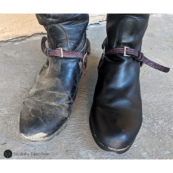 Before and After using Elemental Equine Glycerine Saddle Soap from FarmVet