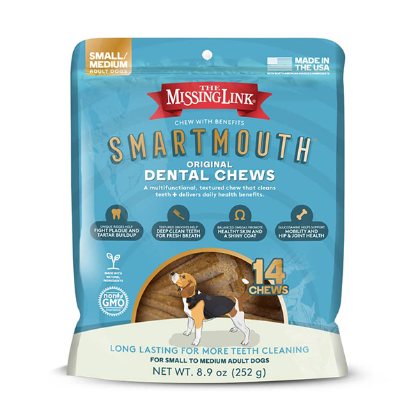Smartmouth Dental Chews for dogs to distract during a party available at FarmVet
