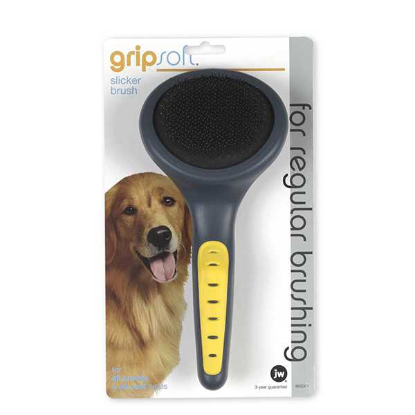 JW Pet GripSoft Slicker Brush for pet shedding available at FarmVet