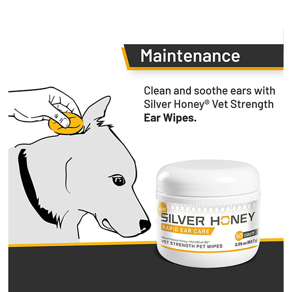 Absorbine's Silver Honey Rapid Ear Care Vet Strength Pet Wipes for Pet Care available at FarmVet